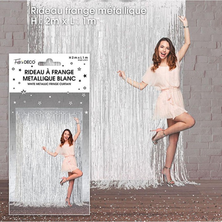 Rideau lametta blanc 1x2m