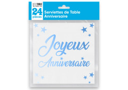 Serviettes papier Joyeux anniversaire turquoise