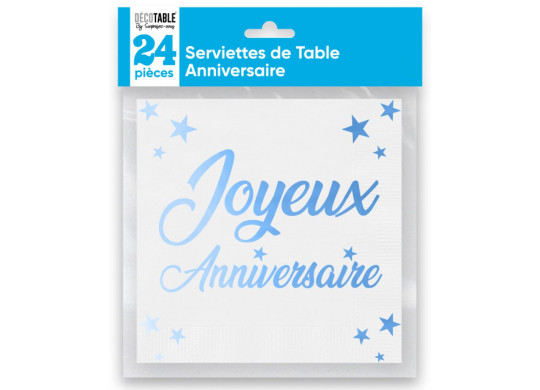 Serviettes papier Joyeux anniversaire turquoise