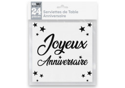 Serviettes papier Joyeux anniversaire blanc