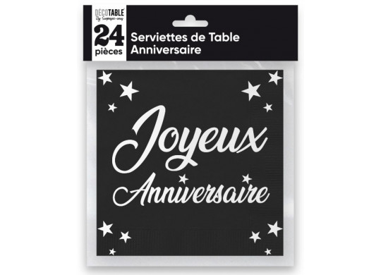 Serviettes papier Joyeux anniversaire noir