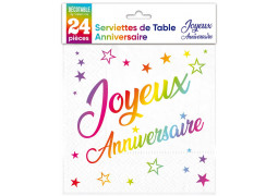 Serviettes papier Joyeux anniversaire multico