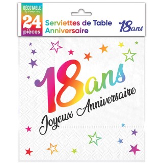 Serviettes papier 18 ans multico