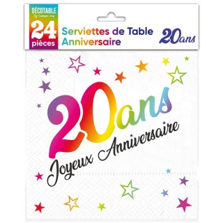 Serviettes papier 20 ans multico