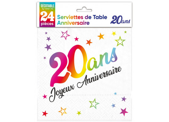 Serviettes papier 20 ans multico