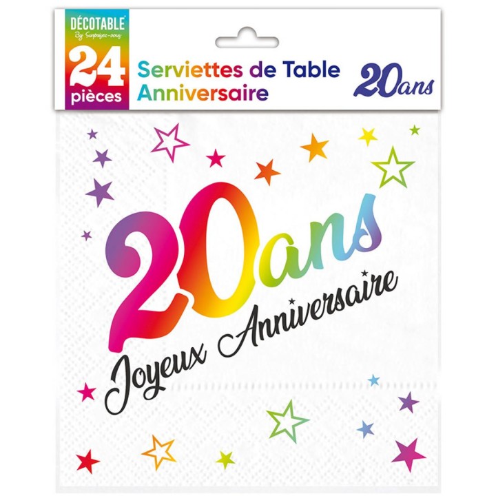 Serviettes papier 20 ans multico