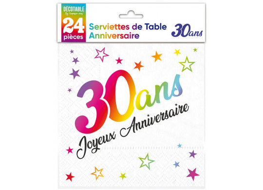 Serviettes papier 30 ans multico