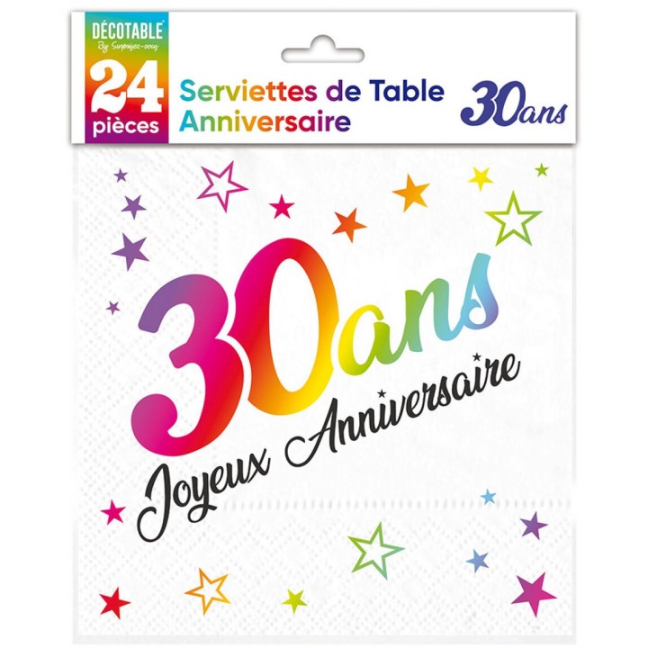 Serviettes papier 30 ans multico