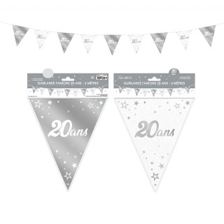 Guirlande fanion 20 ans argent