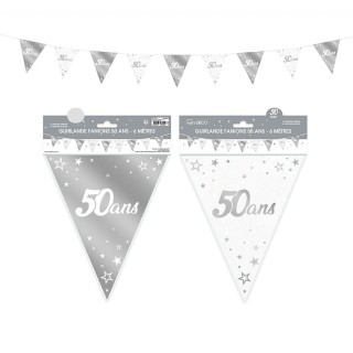 Guirlande fanion 50 ans argent