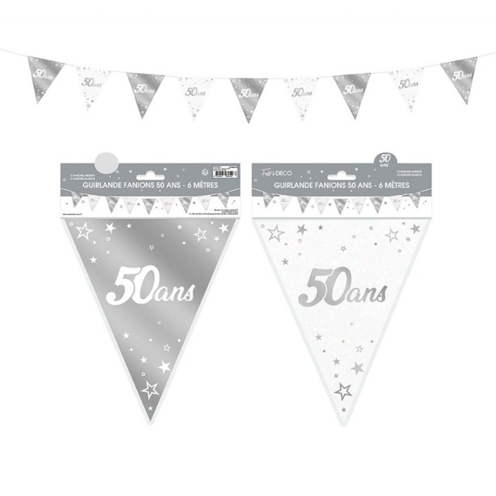 Guirlande fanion 50 ans argent
