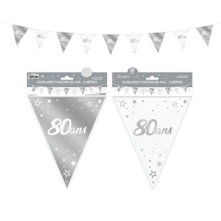 Guirlande fanion 80 ans argent