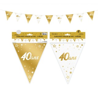 Guirlande fanion 40 ans or