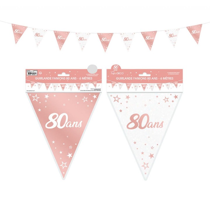 Guirlande fanion 80 ans rose gold