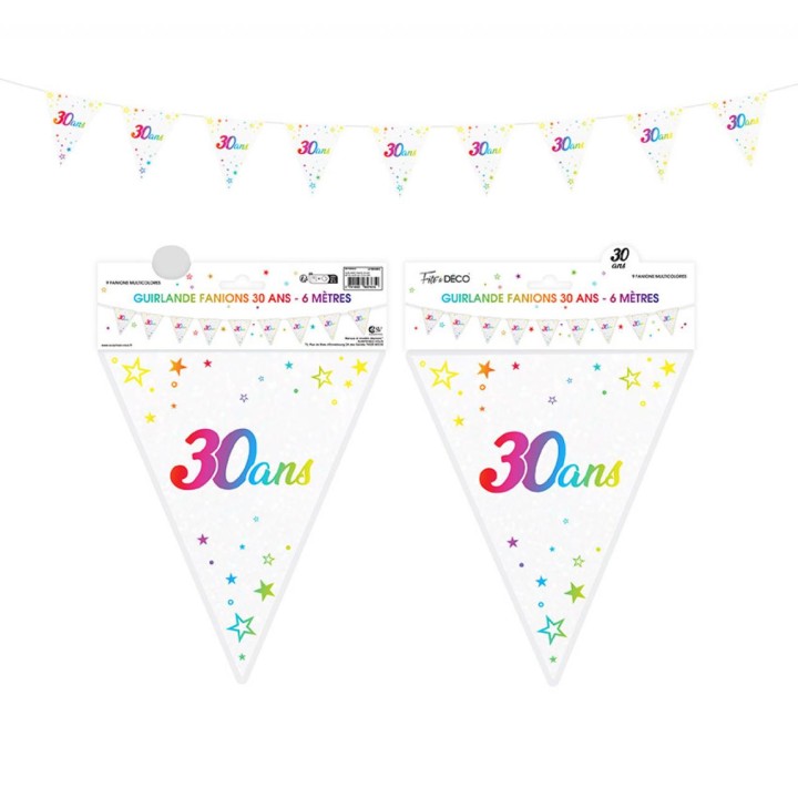 Guirlande fanion 30 ans multico