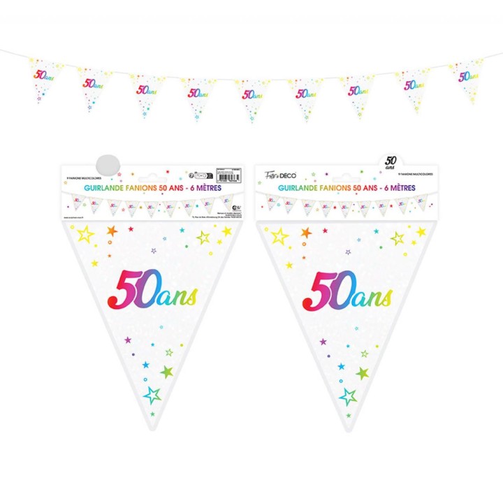 Guirlande fanion 50 ans multico
