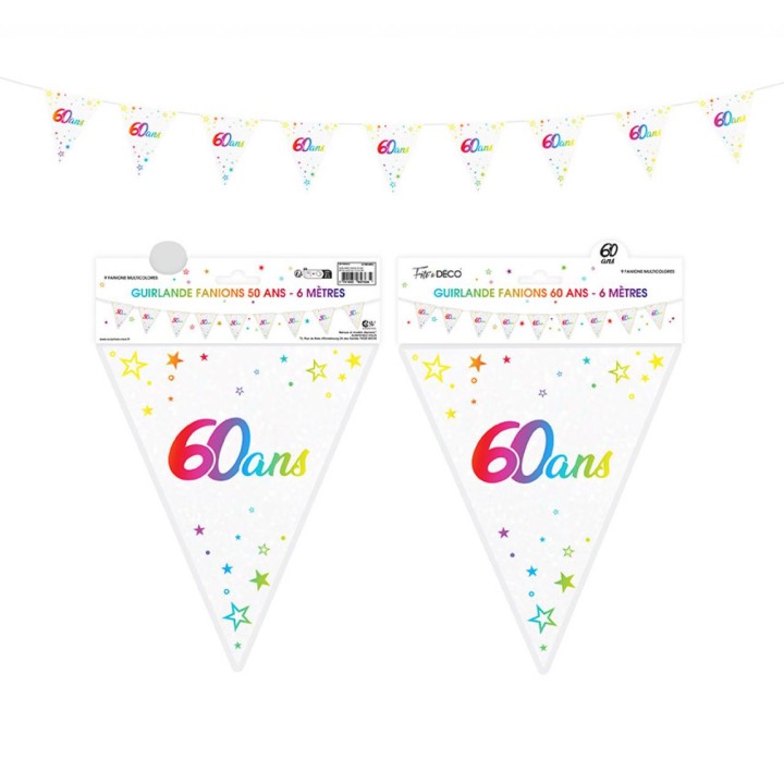 Guirlande fanion 60 ans multico