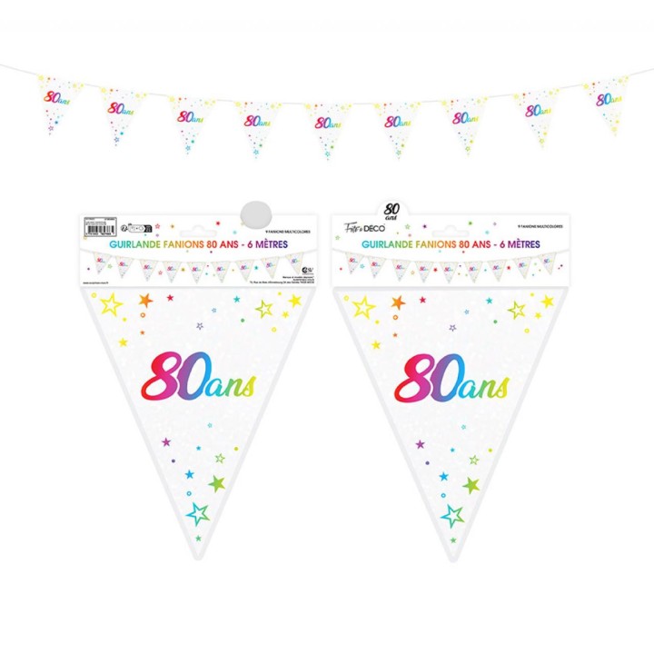 Guirlande fanion 80 ans multico