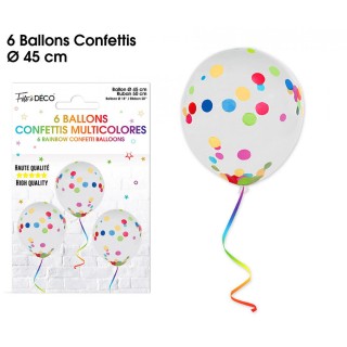 Ballons confettis multico x6