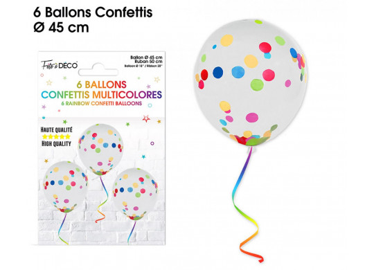 Ballons confettis multico x6