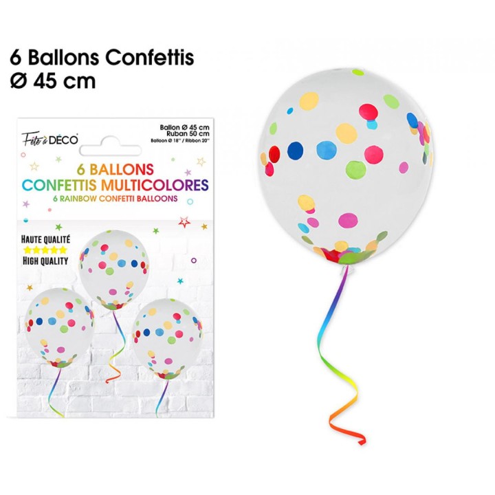 Ballons confettis multico x6