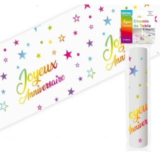 Chemin de table joyeux anniversaire multico