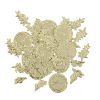 100 confettis vert sauge jolis brins or
