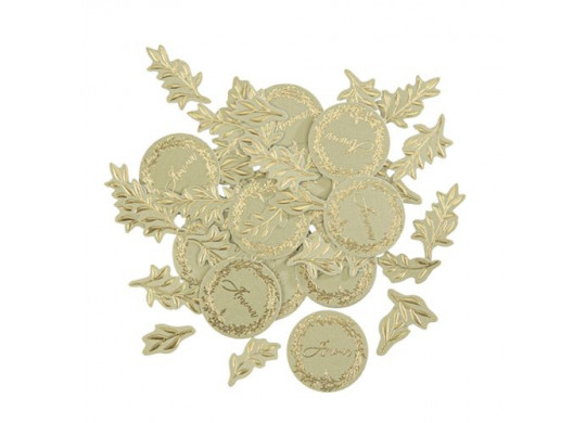 100 confettis vert sauge jolis brins or