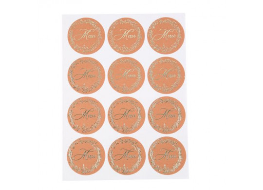 24 stickers merci terracotta jolis brins