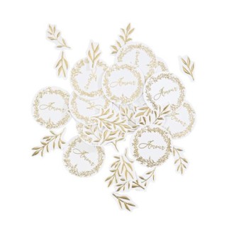 100 confettis blanc jolis brins or