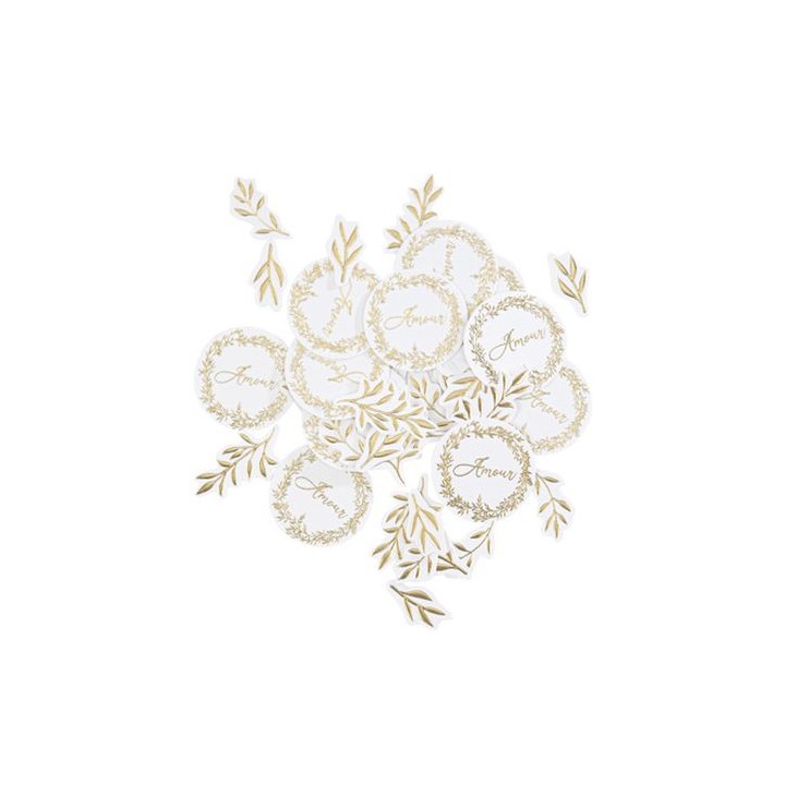 100 confettis blanc jolis brins or