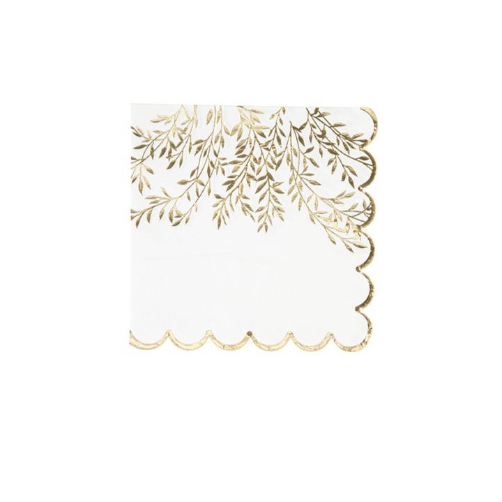 16 Serviettes blanc jolis brins