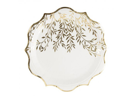 8 Assiettes blanc jolis brins