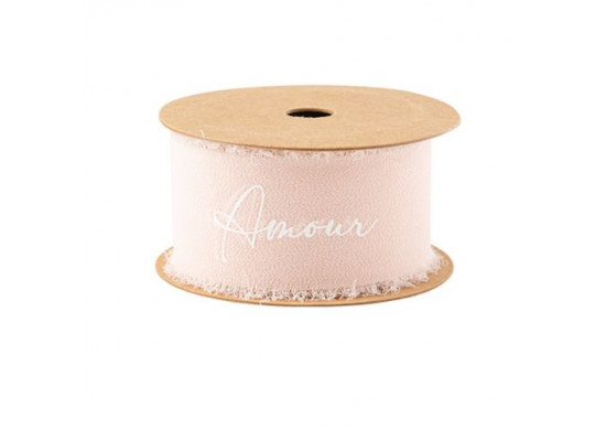 Ruban mousseline de soie blush amour