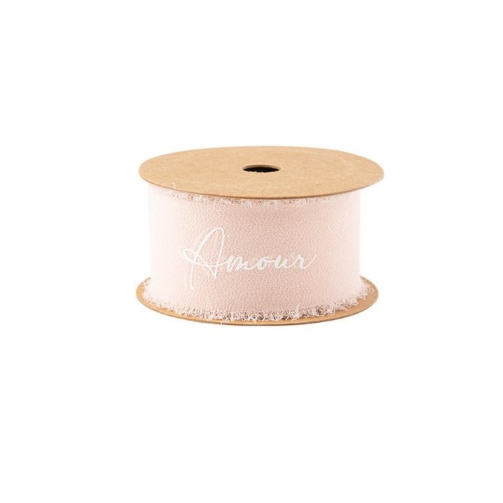 Ruban mousseline de soie blush amour