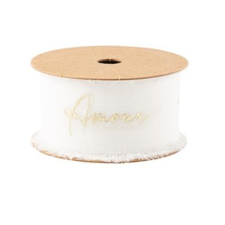 Ruban mousseline de soie blanc amour
