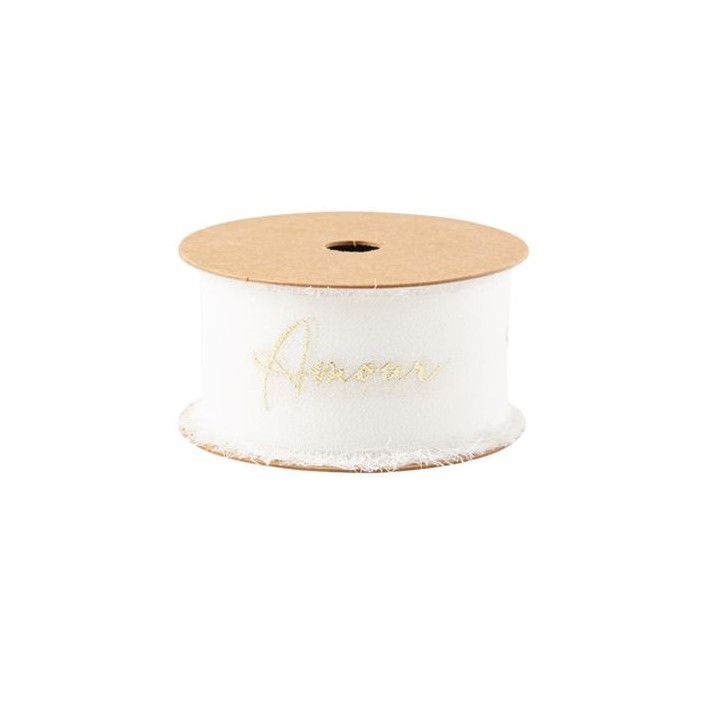 Ruban mousseline de soie blanc amour