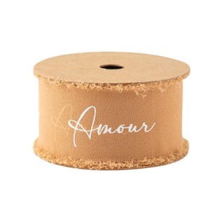 Ruban mousseline de soie camel amour