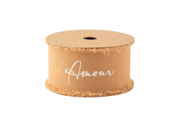 Ruban mousseline de soie camel amour