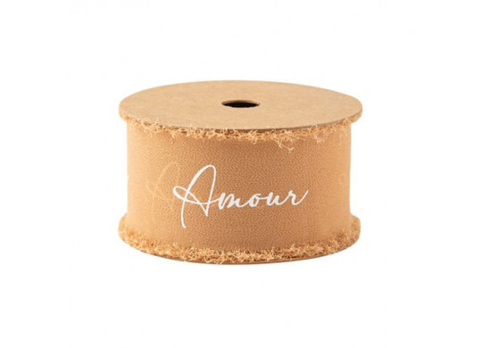 Ruban mousseline de soie camel amour