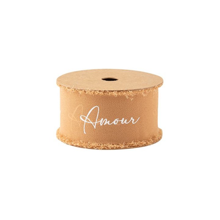 Ruban mousseline de soie camel amour