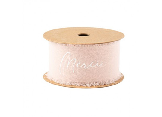 Ruban mousseline de soie blush merci