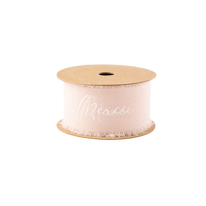Ruban mousseline de soie blush merci