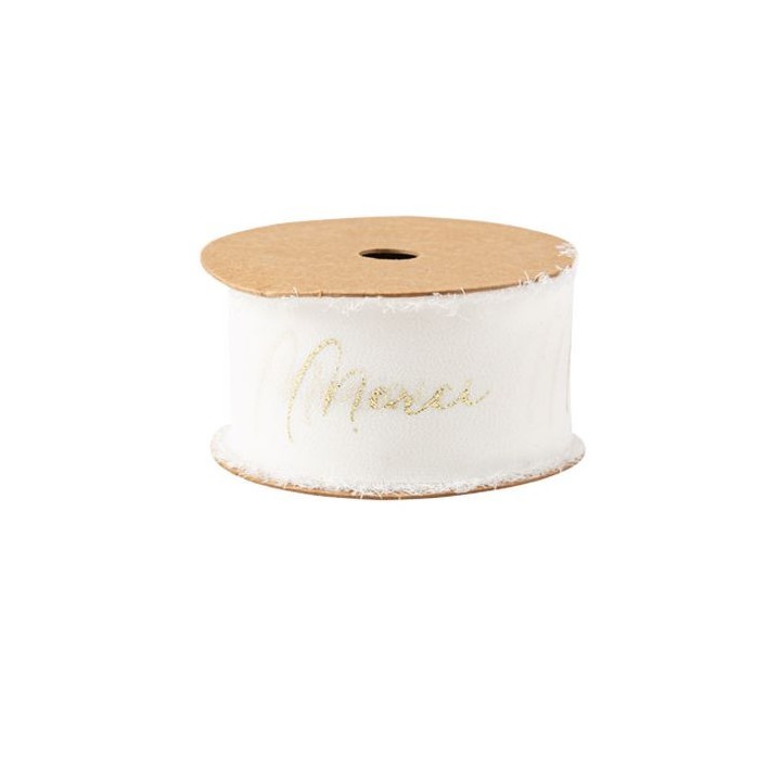Ruban mousseline de soie blanc merci