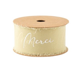 Ruban mousseline de soie vert sauge merci