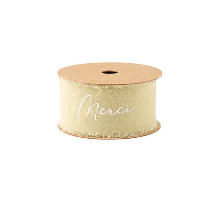 Ruban mousseline de soie vert sauge merci