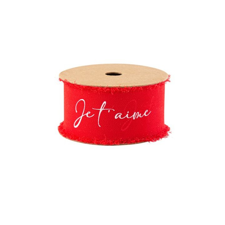 Ruban mousseline de soie rouge je t'aime