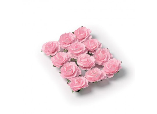 Rose en papier rose 3,5cm x12