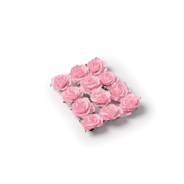 Rose en papier rose 3,5cm x12