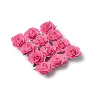 Rose en papier fuschia 3,5cm x12